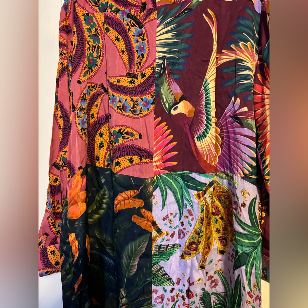 NWT Farm Rio Mixed Prints Viscose Shirt Dress - Picture 7 of 11